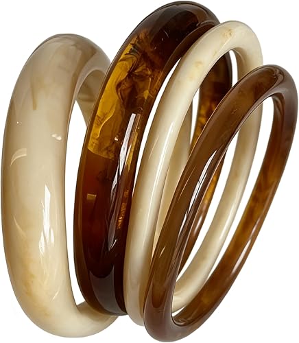 Acrylic Bangles Bracelets for Women, Irregular Acrylic Resin Chunky Bracelets Geometric Fashions Thick Statement bangle Set