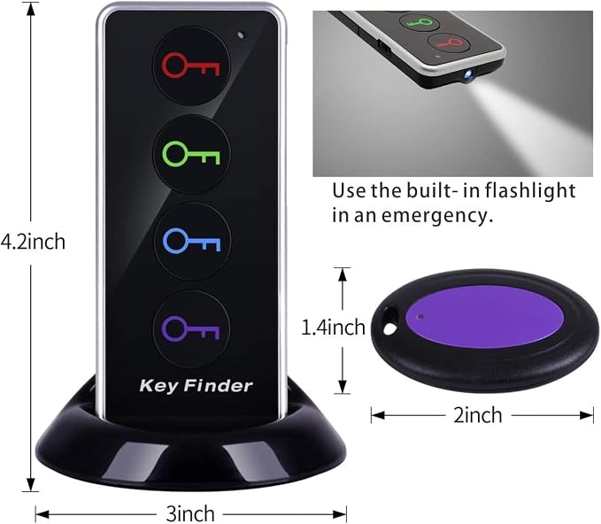 Reyke Key Finder with Sound, 131ft RF Remote Finder, 4 Receivers