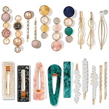 Mehayi 20 PCS Macaron Pearl Acrylic Resin Fashion Hair Clips Set,