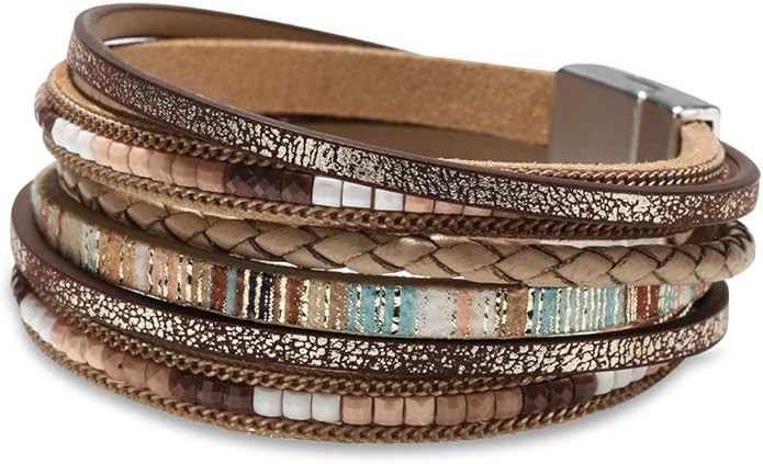 Handmade Multi-Layer Leather Wrap Bracelet for Women