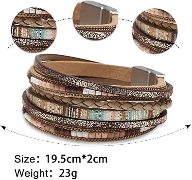 Handmade Multi-Layer Leather Wrap Bracelet for Women