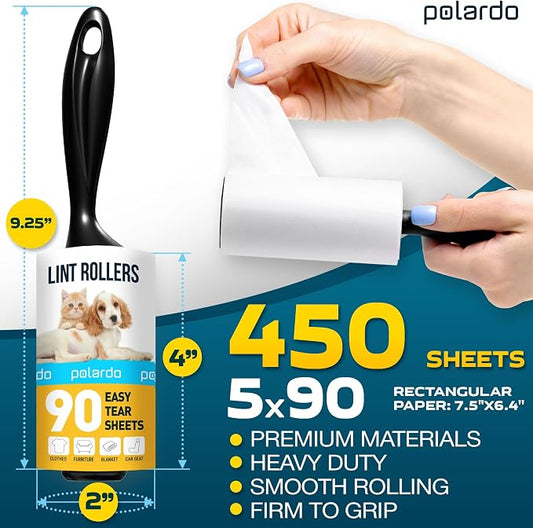 Lint Rollers for Pet Hair, White, Sticky Remover for Couch, Clothes, Furniture and Carpet, Dog and Cat Fur Remover