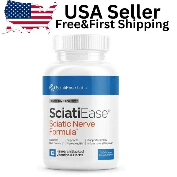 SciatiEase Sciatic Nerve Support – AlphaPalm, Pea, B Vitamins & ALA, 120 Capsule